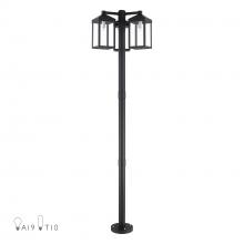  20597-04 - Multi Head Black Outdoor Post Light with Brushed Nickel Accents and Clear Glass