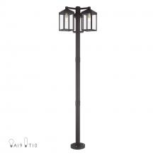  20597-07 - Multi Head Bronze Outdoor Post Light with Antique Brass Accents and Clear Glass