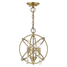  40903-01 - 3 Lt Antique Brass Convertible Chandelier / Semi Flush