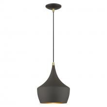  41186-07 - 1 Light Bronze Pendant with Antique Brass Finish Accents