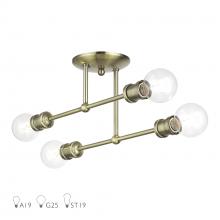  47176-01 - 4 Light Antique Brass Large Semi-Flush