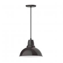 Montclair Light Works PEB106-51 - 12" Cafe shade, pendant with black cord and canopy, Architectural Bronze
