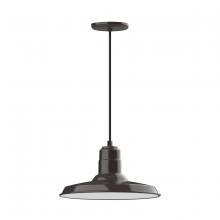 Montclair Light Works PEB183-51 - 14" Warehouse shade, pendant with black cord and canopy, Architectural Bronze