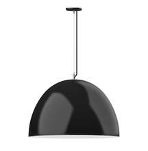 Montclair Light Works PEG214-41-44-C11 - 30" XL Choices Deep Dome Shade, medium base, SS cable, Gray & Yellow Dot Fabric Cord w/ canopy