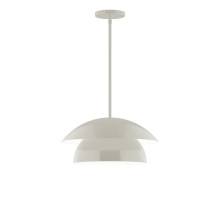 Montclair Light Works STGX446-G15-38 - 16" Nest Stem Hung Pendant with 6in White Glass Globe, Silk Gray