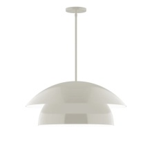 Montclair Light Works STGX447-G15-38 - 24" Nest Stem Hung Pendant with 6in White Glass Globe, Silk Gray