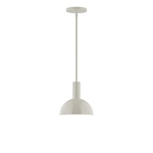 Montclair Light Works STGX456-G15-38 - 8" Ray Stem Hung Pendant with 6in White Glass Globe, Silk Gray