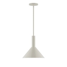 Montclair Light Works STGX466-G15-38 - 12" Chase Stem Hung Pendant with 6in White Glass Globe, Silk Gray