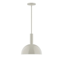 Montclair Light Works STGX471-G15-38 - 12" Ray Stem Hung Pendant with 6in White Glass Globe, Silk Gray