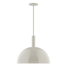 Montclair Light Works STGX472-G15-38 - 18" Ray Stem Hung Pendant with 6in White Glass Globe, Silk Gray