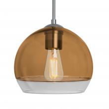  1JC-ALLY8AM-EDIL-SN - Besa, Ally 8 Cord Pendant, Amber/Clear, Satin Nickel Finish, 1x5W LED Filament