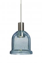  1XC-KIBABL-LED-SN - Besa, Kiba Cord Pendant, Blue Bubble, Satin Nickel Finish, 1x3W LED