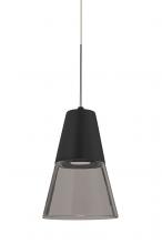  1XC-TIMO6BS-LED-SN - Besa, Timo 6 Cord Pendant,Smoke/Black, Satin Nickel Finish, 1x9W LED