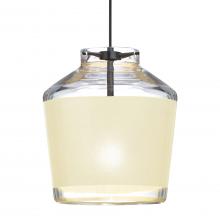 Besa Lighting 1XT-PIC6CR-LED-BK - Besa Pendant Pica 6 Black Finish, Creme Sand 1x5W LED