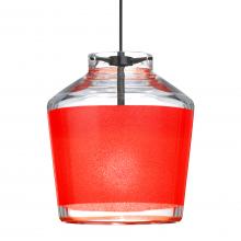 Besa Lighting 1XT-PIC6RD-LED-BK - Besa Pendant Pica 6 Black Finish, Red Sand 1x5W LED