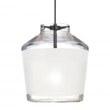 Besa Lighting 1XT-PIC6WH-LED-BK - Besa Pendant Pica 6 Black Finish, White Sand 1x5W LED