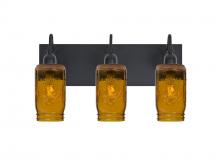  3WG-MILO4AM-BK - Besa Milo 4 Vanity, Amber, Black Finish, 3x60W Medium Base