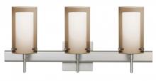 Besa Lighting 3SW-S44007-SN-SQ - Besa Pahu 4 Wall With SQ Canopy 3SW Transparent Smoke/Opal Satin Nickel 3x40W G9