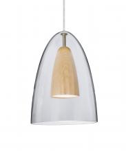  J-DANOCLNA-LED-SN - Besa, Dano Cord Pendant For Multiport Canopy, Clear/Natural, Satin Nickel Finish, 1x9