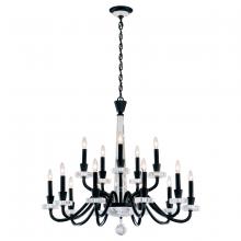  S9338-48OH - Amadeus 15 Light 120V Chandelier in Antique Silver with Optic Haze Quartz