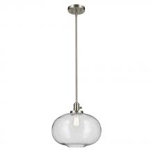  43911NI - Avery 14" 1-Light Globe Pendant with Clear Seeded Glass in Nickel