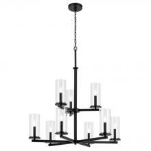  44014BK - Crosby 32.5" 9-Light 2-Tier Chandelier with Clear Glass in Black