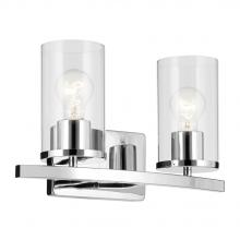  45496CHCLR - Crosby 15.25" 2-Light Vanity Light with Clear Glass in Chrome