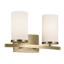  45496NBR - Crosby 15.25" 2-Light Vanity Light with Satin Etched Cased Opal Glass in Natural Brass