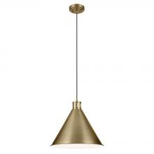  52177NBR - Zailey 14.25" 1-Light Cone Pendant in Natural Brass