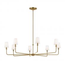  52521BNB - Pallas 52" XL 8-Light Round Chandelier with White Linen Shade in Brushed Natural Brass