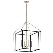  52627PN - Eisley 30 Inch 4 Light Foyer Pendant in Polished Nickel and Black