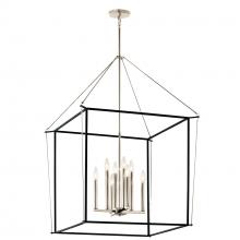 52628PN - Eisley 40.25 Inch 8 Light Foyer Pendant in Polished Nickel and Black