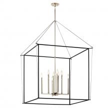  52629PN - Eisley 50 Inch 8 Light 2 Tier Foyer Pendant in Polished Nickel and Black