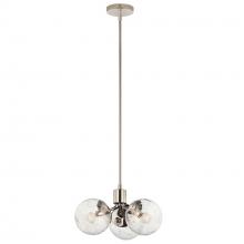  52700PN - Silvarious 16.5 Inch 3 Light Convertible Pendant with Clear Crackled Glass in Polished Nickel