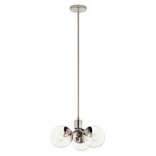 52700PNCLR - Silvarious 16.5 Inch 3 Light Convertible Pendant with Clear Glass in Polished Nickel