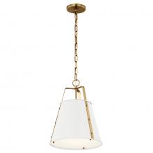  52710WH - Etcher 13 Inch 1 LT Pendant with Etched Painted White Glass Diffuser in White and Champagne Bronze