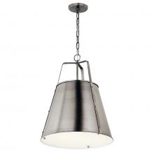  52711CLP - Etcher 18 Inch 2 Light Pendant with Etched Painted White Glass Diffuser in Classic Pewter