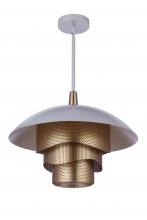  P1010MWWMG-LED - 19â€ Dia Sculptural Statement Dome Pendant with Perforated Metal Shades in Matte White/Matte Gold