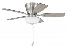  WHL42BNK5C1 - 42" Wheeler 2-Light Bowl in Brushed Polished Nickel w/ Driftwood/Walnut Blades