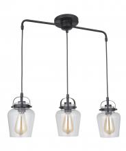  53592-FB - Trystan 3 Light Pendant in Flat Black