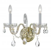  1032-PB-CL-MWP - Traditional Crystal 2 Light Hand Cut Crystal Polished Brass Sconce