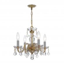  1064-PB-CL-MWP - Traditional Crystal 4 Light Hand Cut Crystal Polished Brass Mini Chandelier