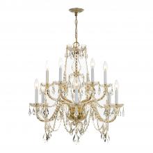  1135-PB-CL-MWP - Traditional Crystal 12 Light Hand Cut Crystal Polished Brass Chandelier