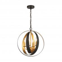  584-EB-GA - Luna 4 Light English Bronze + Antique Gold Sphere Chandelier