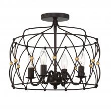  ZUC-A9030-EB-GA_CEILING - Zucca 4 Light English Bronze + Antique Gold Semi Flush Mount