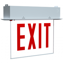  EXITEDGE-RE-WPWCH/E - RECESSED EDGE-LIT EXIT SIGN UNV FACES NO ARROWS RED LETTERS WHITE PANEL CHICAGO BATTERY BACKUP WHI