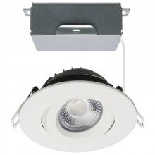  S11618R1 - 12 Watt LED Direct Wire Downlight; Gimbaled; 4 Inch; CCT Selectable; Round; Remote Driver; White