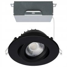  S11619R1 - 12 Watt LED Direct Wire Downlight; Gimbaled; 4 Inch; CCT Selectable; Round; Remote Driver; Black