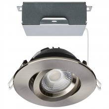  S11620R1 - 12 Watt LED Direct Wire Downlight; Gimbaled; 4 Inch; CCT Selectable; Round; Remote Driver; Brushed