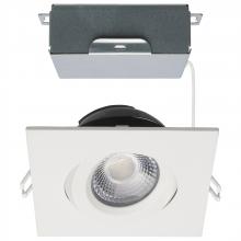  S11621R1 - 12 Watt LED Direct Wire Downlight; Gimbaled; 4 Inch; CCT Selectable; Square; Remote Driver; White